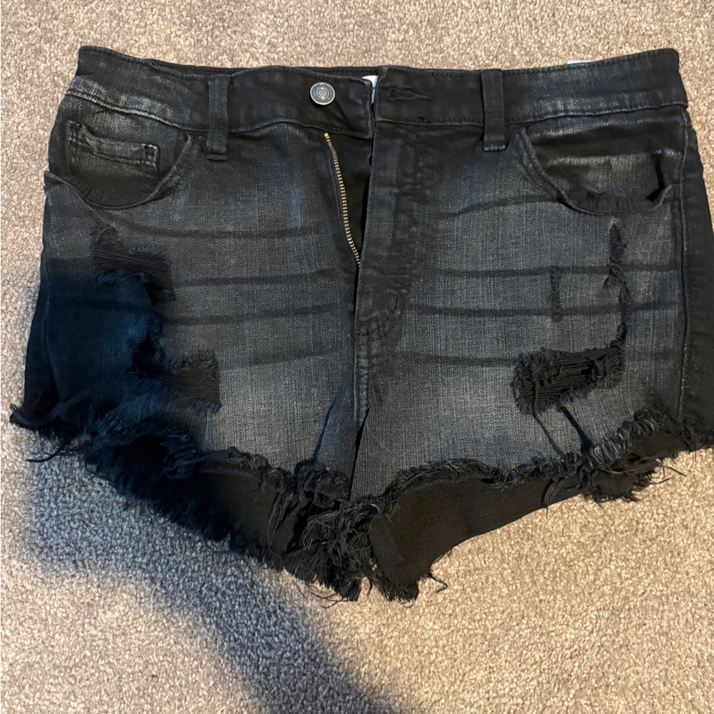 Studio Blue Women's Black Distressed Jean Shorts